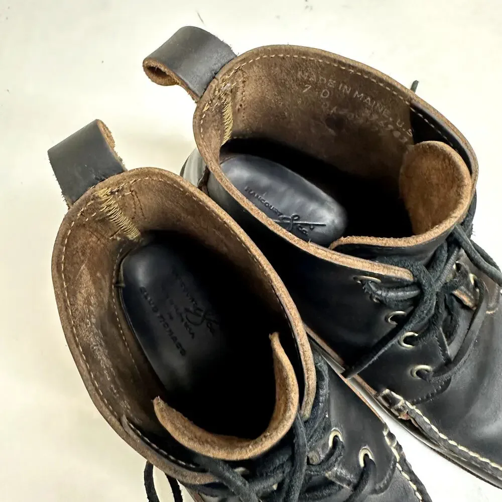 EUC Rancourt & Co x Club Monaco 5-Eyelet Mid Ranger Moc Boot Black Made in USA 7